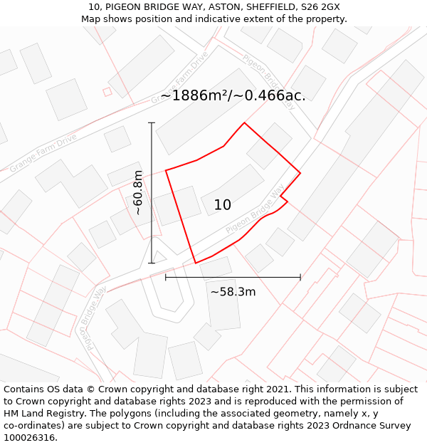 10, PIGEON BRIDGE WAY, ASTON, SHEFFIELD, S26 2GX: Plot and title map