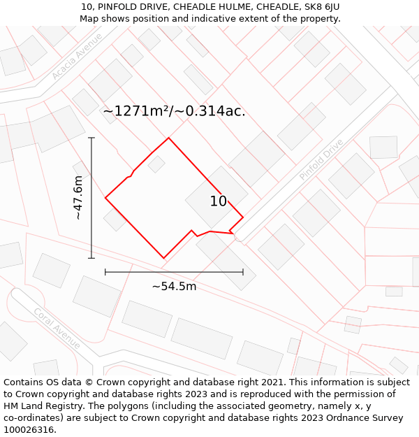 10, PINFOLD DRIVE, CHEADLE HULME, CHEADLE, SK8 6JU: Plot and title map