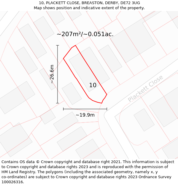 10, PLACKETT CLOSE, BREASTON, DERBY, DE72 3UG: Plot and title map