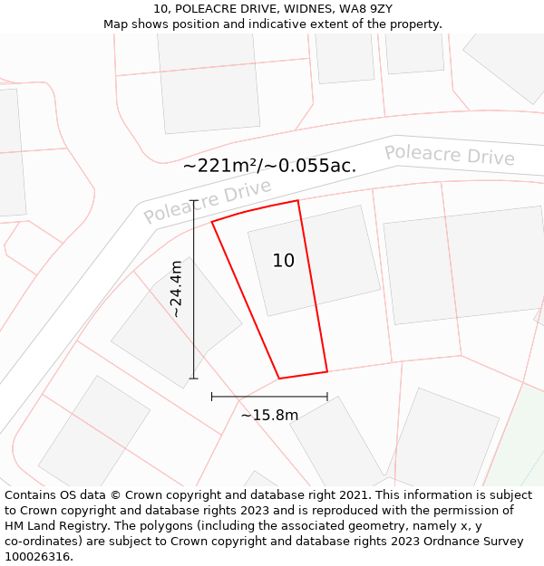 10, POLEACRE DRIVE, WIDNES, WA8 9ZY: Plot and title map