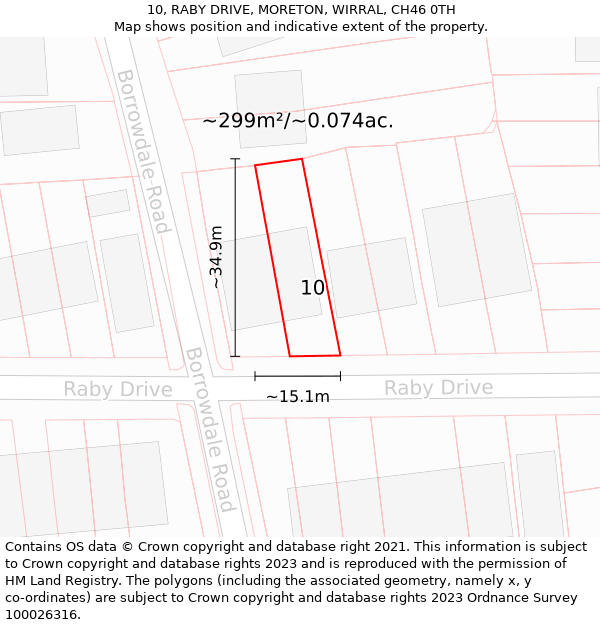 10, RABY DRIVE, MORETON, WIRRAL, CH46 0TH: Plot and title map