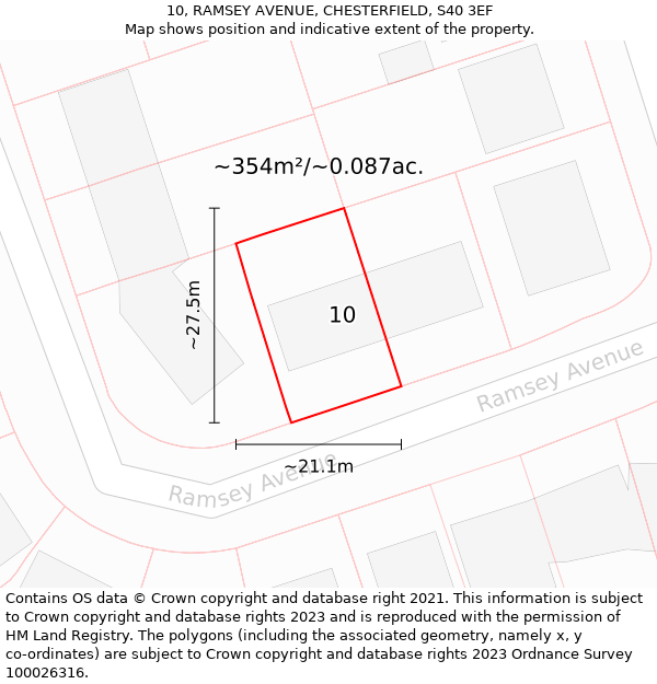 10, RAMSEY AVENUE, CHESTERFIELD, S40 3EF: Plot and title map