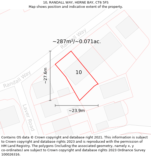 10, RANDALL WAY, HERNE BAY, CT6 5FS: Plot and title map