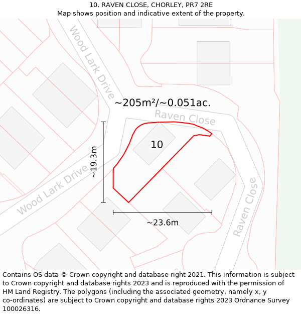 10, RAVEN CLOSE, CHORLEY, PR7 2RE: Plot and title map