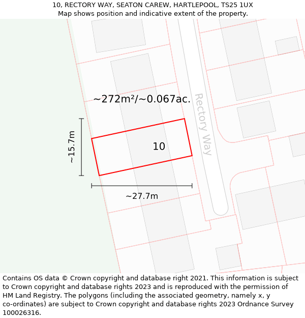 10, RECTORY WAY, SEATON CAREW, HARTLEPOOL, TS25 1UX: Plot and title map