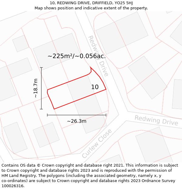 10, REDWING DRIVE, DRIFFIELD, YO25 5HJ: Plot and title map