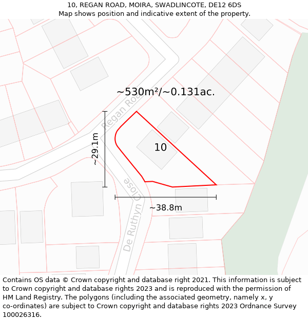 10, REGAN ROAD, MOIRA, SWADLINCOTE, DE12 6DS: Plot and title map