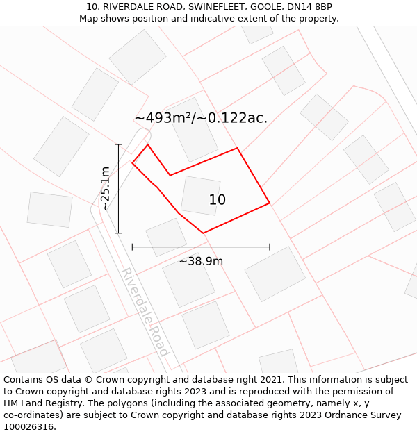 10, RIVERDALE ROAD, SWINEFLEET, GOOLE, DN14 8BP: Plot and title map