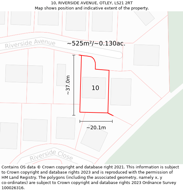 10, RIVERSIDE AVENUE, OTLEY, LS21 2RT: Plot and title map