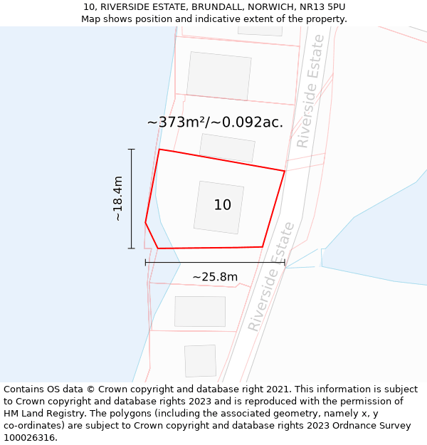 10, RIVERSIDE ESTATE, BRUNDALL, NORWICH, NR13 5PU: Plot and title map