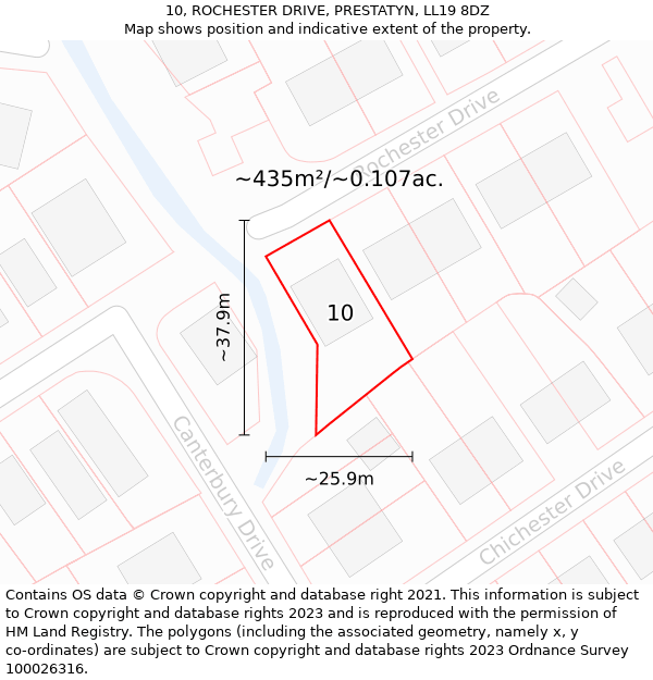 10, ROCHESTER DRIVE, PRESTATYN, LL19 8DZ: Plot and title map