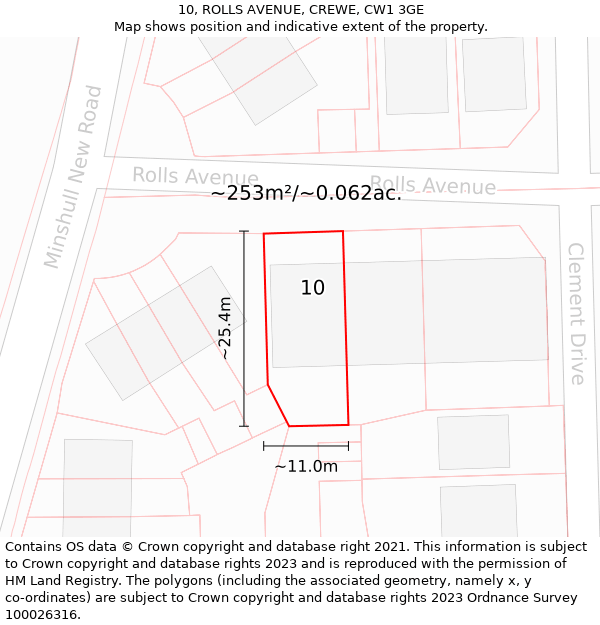 10, ROLLS AVENUE, CREWE, CW1 3GE: Plot and title map