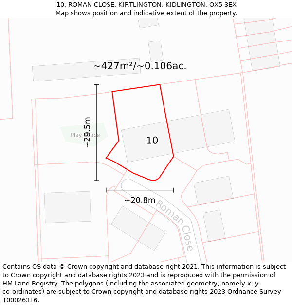 10, ROMAN CLOSE, KIRTLINGTON, KIDLINGTON, OX5 3EX: Plot and title map