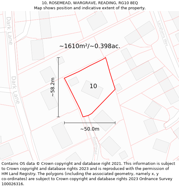 10, ROSEMEAD, WARGRAVE, READING, RG10 8EQ: Plot and title map