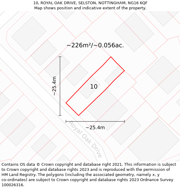 10, ROYAL OAK DRIVE, SELSTON, NOTTINGHAM, NG16 6QF: Plot and title map