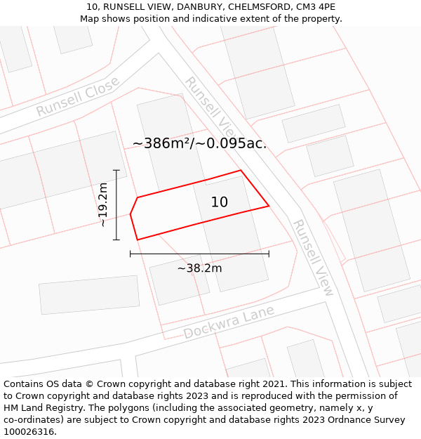 10, RUNSELL VIEW, DANBURY, CHELMSFORD, CM3 4PE: Plot and title map