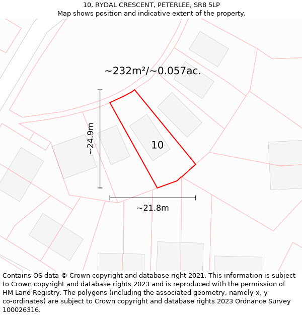 10, RYDAL CRESCENT, PETERLEE, SR8 5LP: Plot and title map