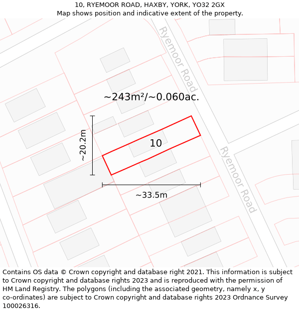 10, RYEMOOR ROAD, HAXBY, YORK, YO32 2GX: Plot and title map