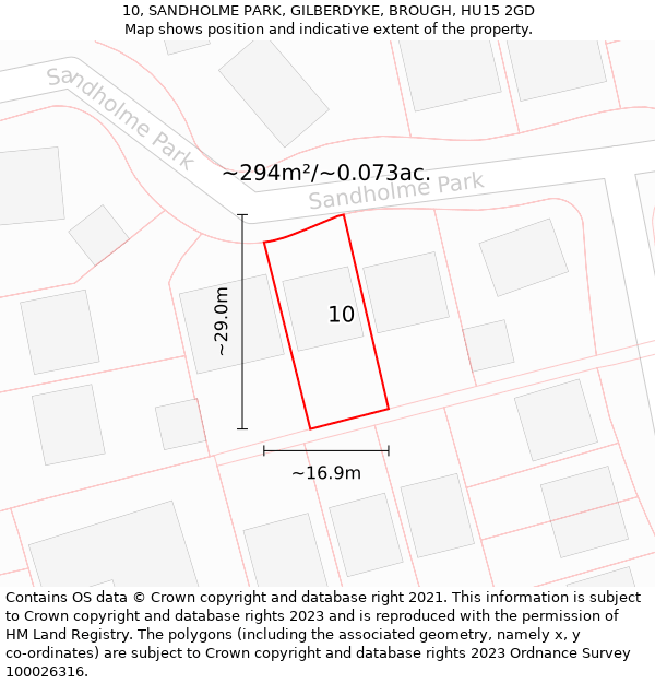 10, SANDHOLME PARK, GILBERDYKE, BROUGH, HU15 2GD: Plot and title map