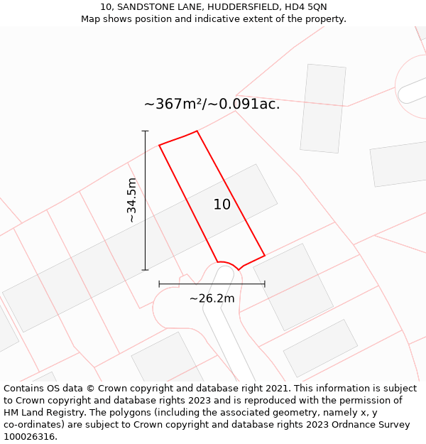 10, SANDSTONE LANE, HUDDERSFIELD, HD4 5QN: Plot and title map