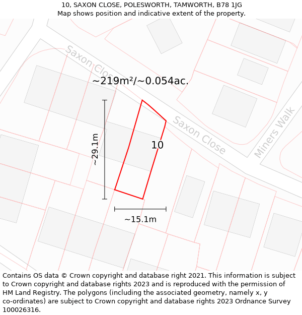 10, SAXON CLOSE, POLESWORTH, TAMWORTH, B78 1JG: Plot and title map