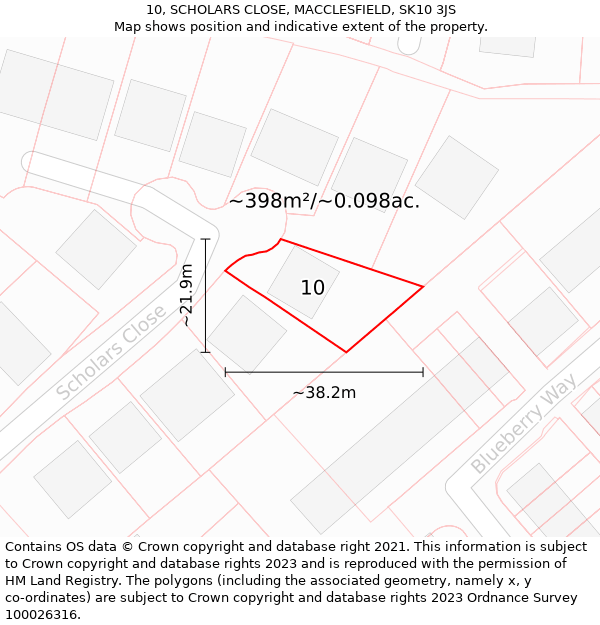 10, SCHOLARS CLOSE, MACCLESFIELD, SK10 3JS: Plot and title map