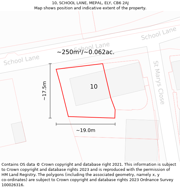 10, SCHOOL LANE, MEPAL, ELY, CB6 2AJ: Plot and title map