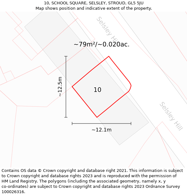10, SCHOOL SQUARE, SELSLEY, STROUD, GL5 5JU: Plot and title map