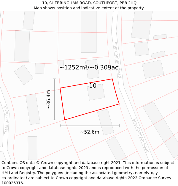 10, SHERRINGHAM ROAD, SOUTHPORT, PR8 2HQ: Plot and title map