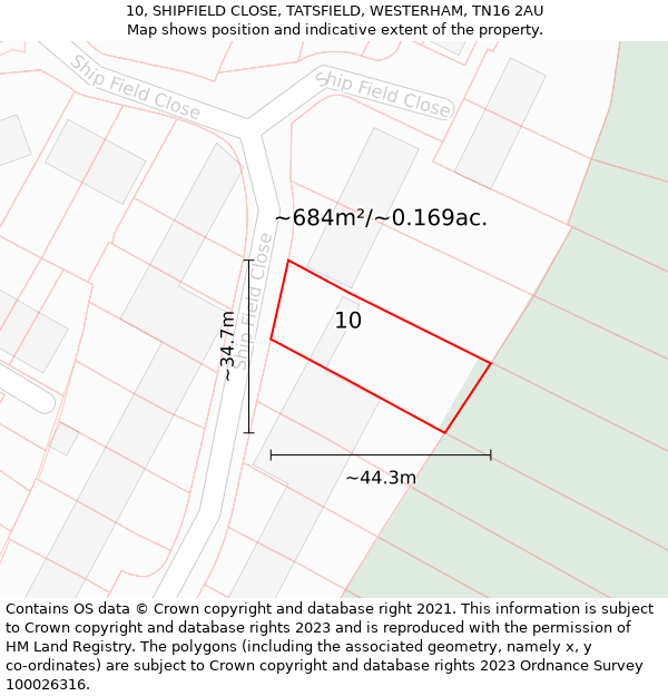 10, SHIPFIELD CLOSE, TATSFIELD, WESTERHAM, TN16 2AU: Plot and title map