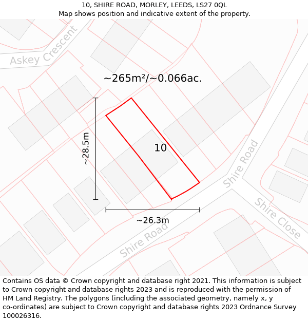 10, SHIRE ROAD, MORLEY, LEEDS, LS27 0QL: Plot and title map