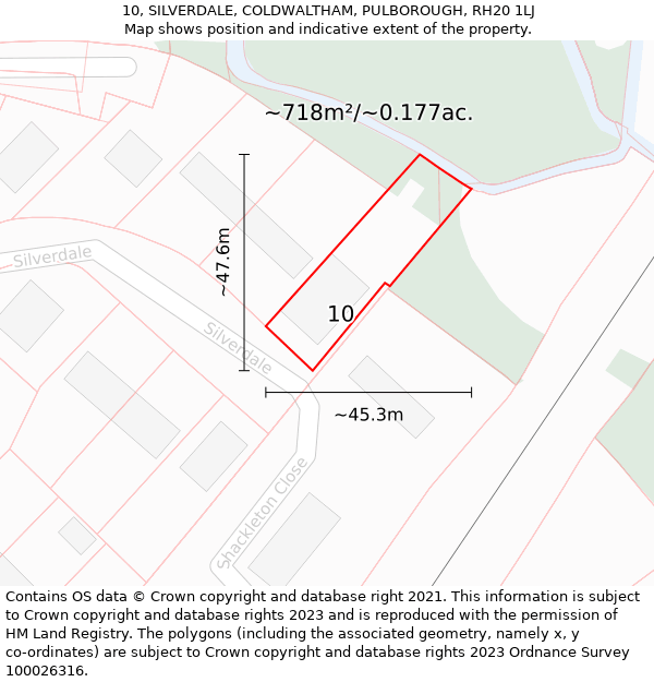 10, SILVERDALE, COLDWALTHAM, PULBOROUGH, RH20 1LJ: Plot and title map