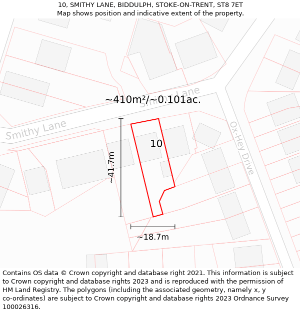 10, SMITHY LANE, BIDDULPH, STOKE-ON-TRENT, ST8 7ET: Plot and title map