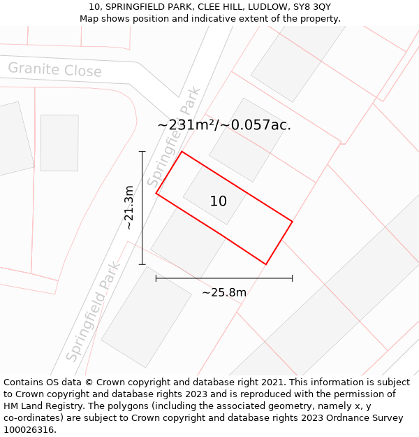 10, SPRINGFIELD PARK, CLEE HILL, LUDLOW, SY8 3QY: Plot and title map