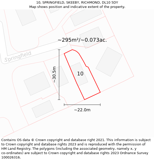 10, SPRINGFIELD, SKEEBY, RICHMOND, DL10 5DY: Plot and title map