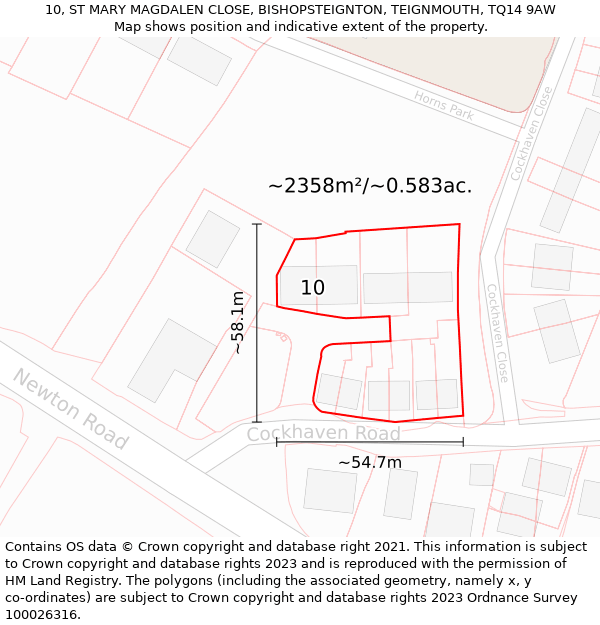 10, ST MARY MAGDALEN CLOSE, BISHOPSTEIGNTON, TEIGNMOUTH, TQ14 9AW: Plot and title map