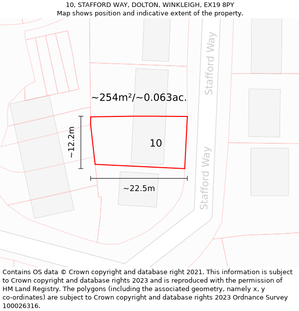 10, STAFFORD WAY, DOLTON, WINKLEIGH, EX19 8PY: Plot and title map