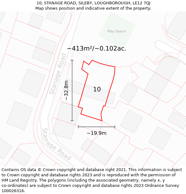 10, STANAGE ROAD, SILEBY, LOUGHBOROUGH, LE12 7QJ: Plot and title map