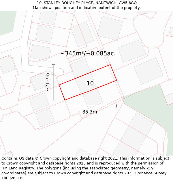 10, STANLEY BOUGHEY PLACE, NANTWICH, CW5 6GQ: Plot and title map