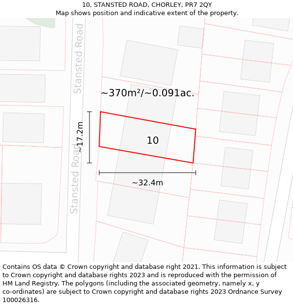 10, STANSTED ROAD, CHORLEY, PR7 2QY: Plot and title map