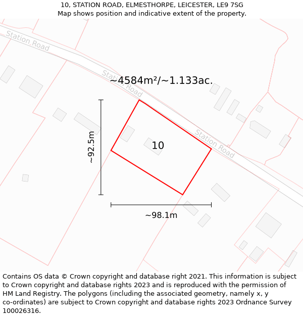 10, STATION ROAD, ELMESTHORPE, LEICESTER, LE9 7SG: Plot and title map