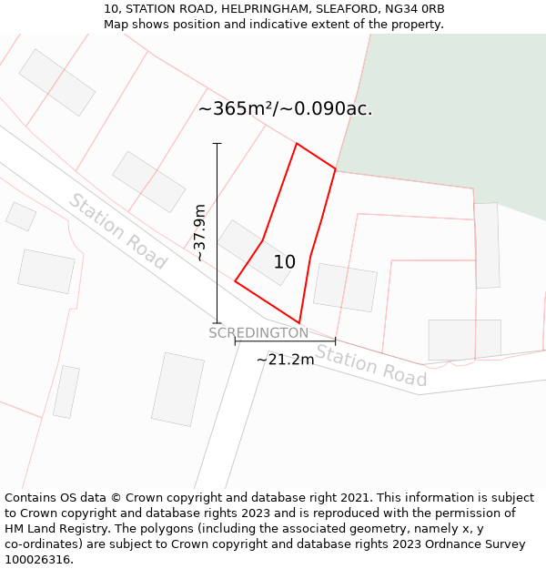 10, STATION ROAD, HELPRINGHAM, SLEAFORD, NG34 0RB: Plot and title map