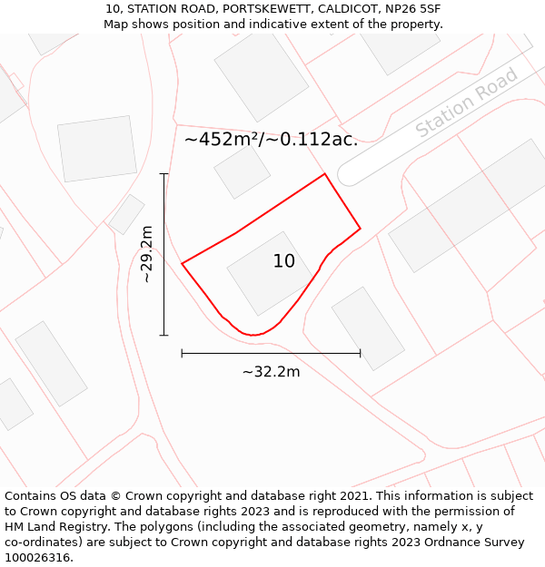 10, STATION ROAD, PORTSKEWETT, CALDICOT, NP26 5SF: Plot and title map