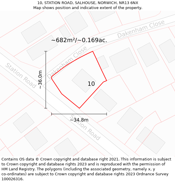 10, STATION ROAD, SALHOUSE, NORWICH, NR13 6NX: Plot and title map