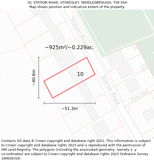 10, STATION ROAD, STOKESLEY, MIDDLESBROUGH, TS9 5AH: Plot and title map