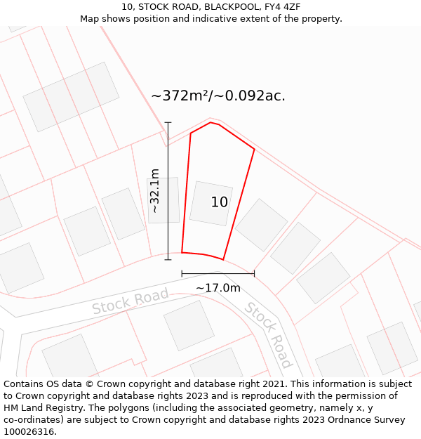 10, STOCK ROAD, BLACKPOOL, FY4 4ZF: Plot and title map
