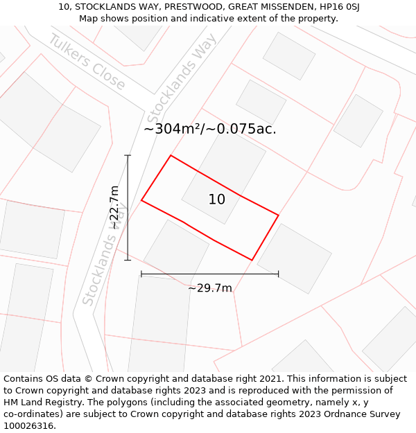 10, STOCKLANDS WAY, PRESTWOOD, GREAT MISSENDEN, HP16 0SJ: Plot and title map