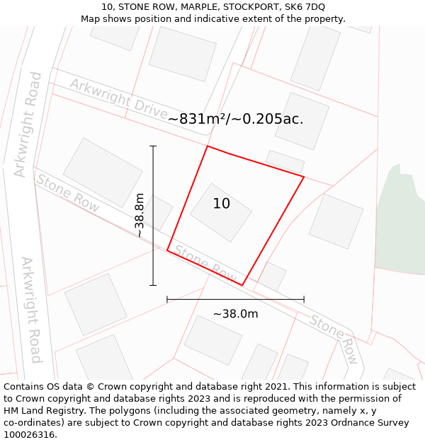 10, STONE ROW, MARPLE, STOCKPORT, SK6 7DQ: Plot and title map