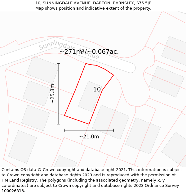 10, SUNNINGDALE AVENUE, DARTON, BARNSLEY, S75 5JB: Plot and title map