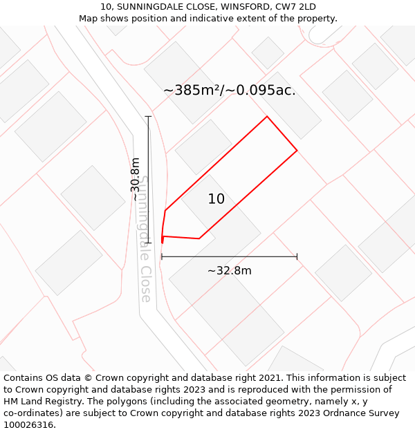 10, SUNNINGDALE CLOSE, WINSFORD, CW7 2LD: Plot and title map